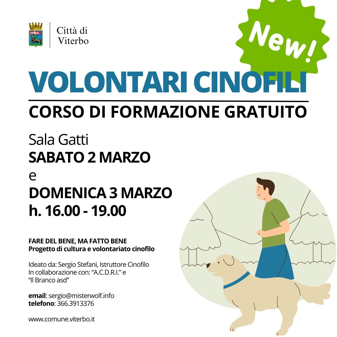 Volontari cinofili, sabato 2 e domenica 3 marzo un nuovo corso di formazione gratuito - Uncategorized