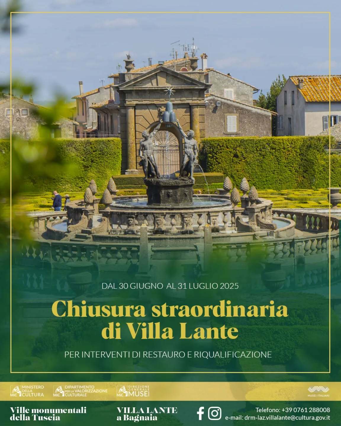 Chiusura Straordinaria di Villa Lante a Bagnaia - Uncategorized