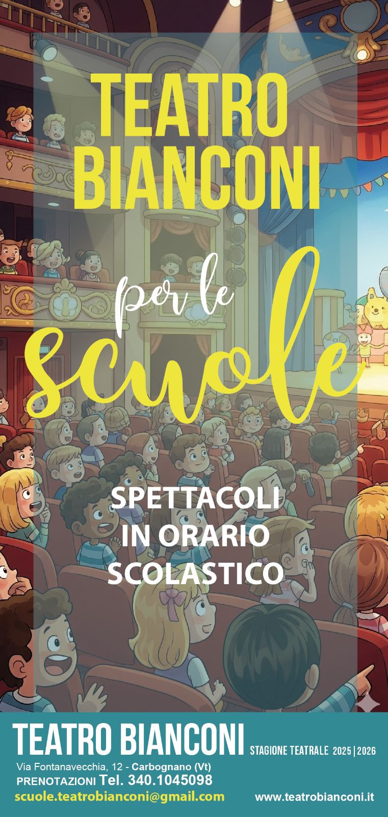 Al Teatro Bianconi di Carbognano un cartellone di spettacoli dedicato al mondo della Scuola - Uncategorized