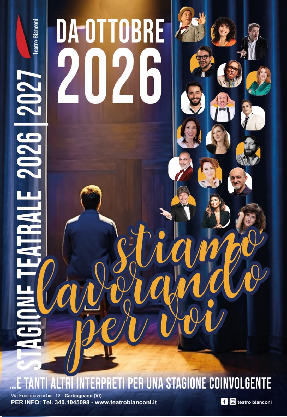 Il Teatro Bianconi di Carbognano presenta la nuova stagione 2026/2027 nel segno dei grandi autori e delle grandi firme…